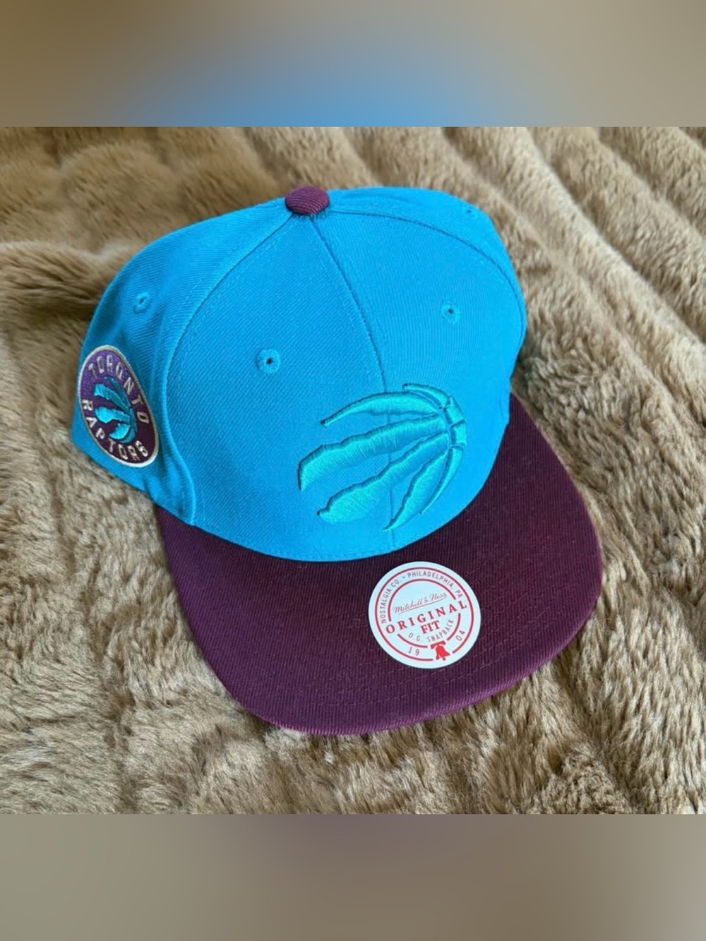 Adult Two-Tone Teal and Maroon Basketball Cap
